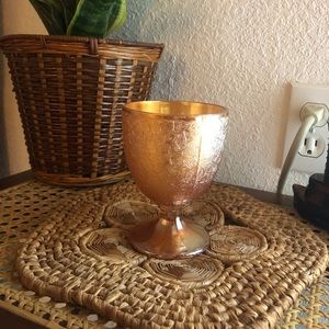Jeannette Marigold Crackle Carnival Glass Goblet/Candy Dish